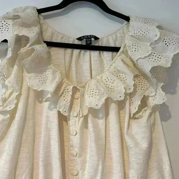 Ralph Lauren button-down ruffle cotton top size XL - Picture 4 of 5